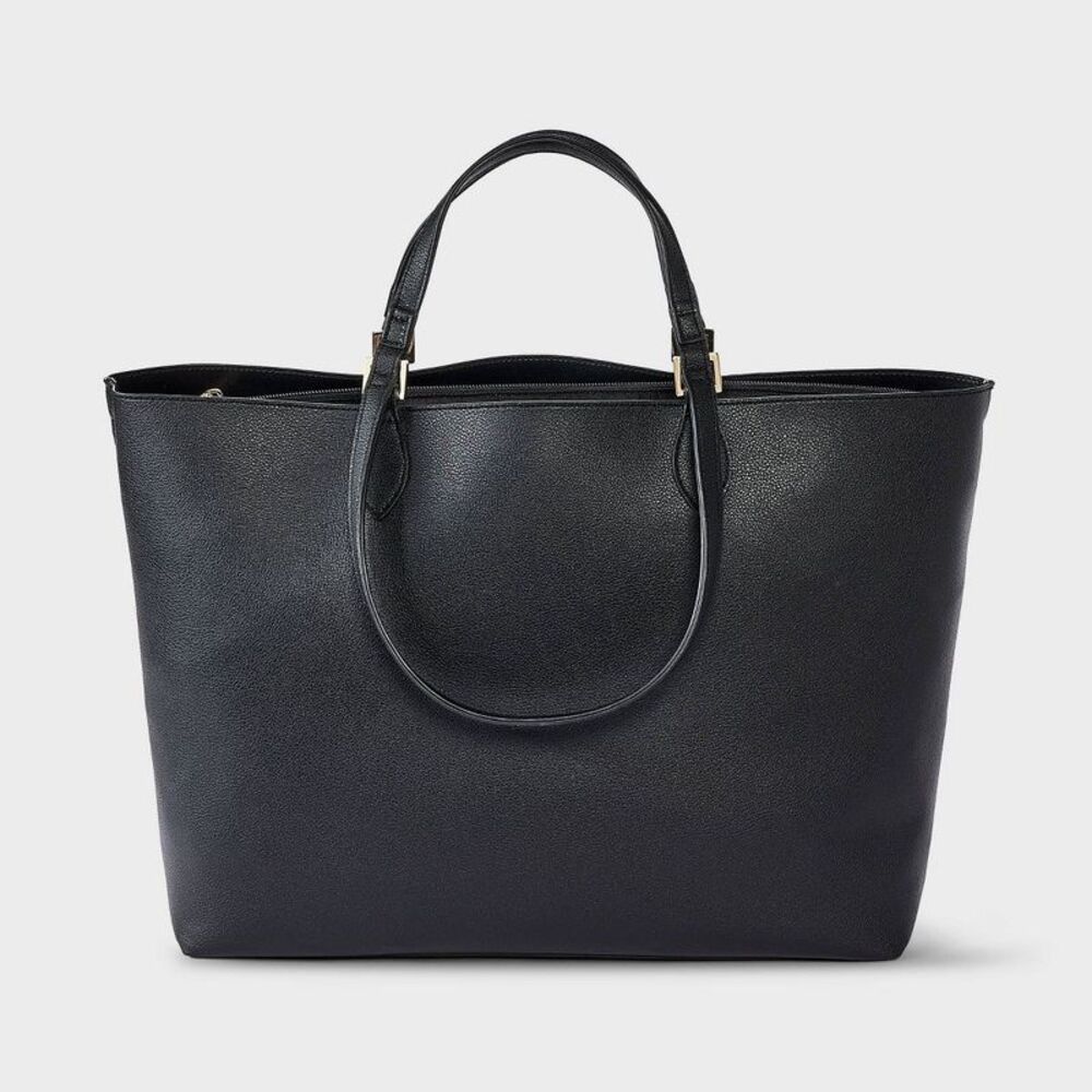 Dual Strap Triple Compartment Tote Bag - A New Day Black